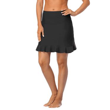 Island Escape Womens Black High Waist Skirtini Swim Skirt Swimsuit 6 BHFO 1745 